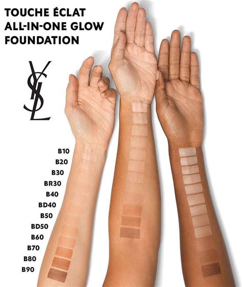 new ysl touche eclat foundation shades|YSL touche eclat shade chart.